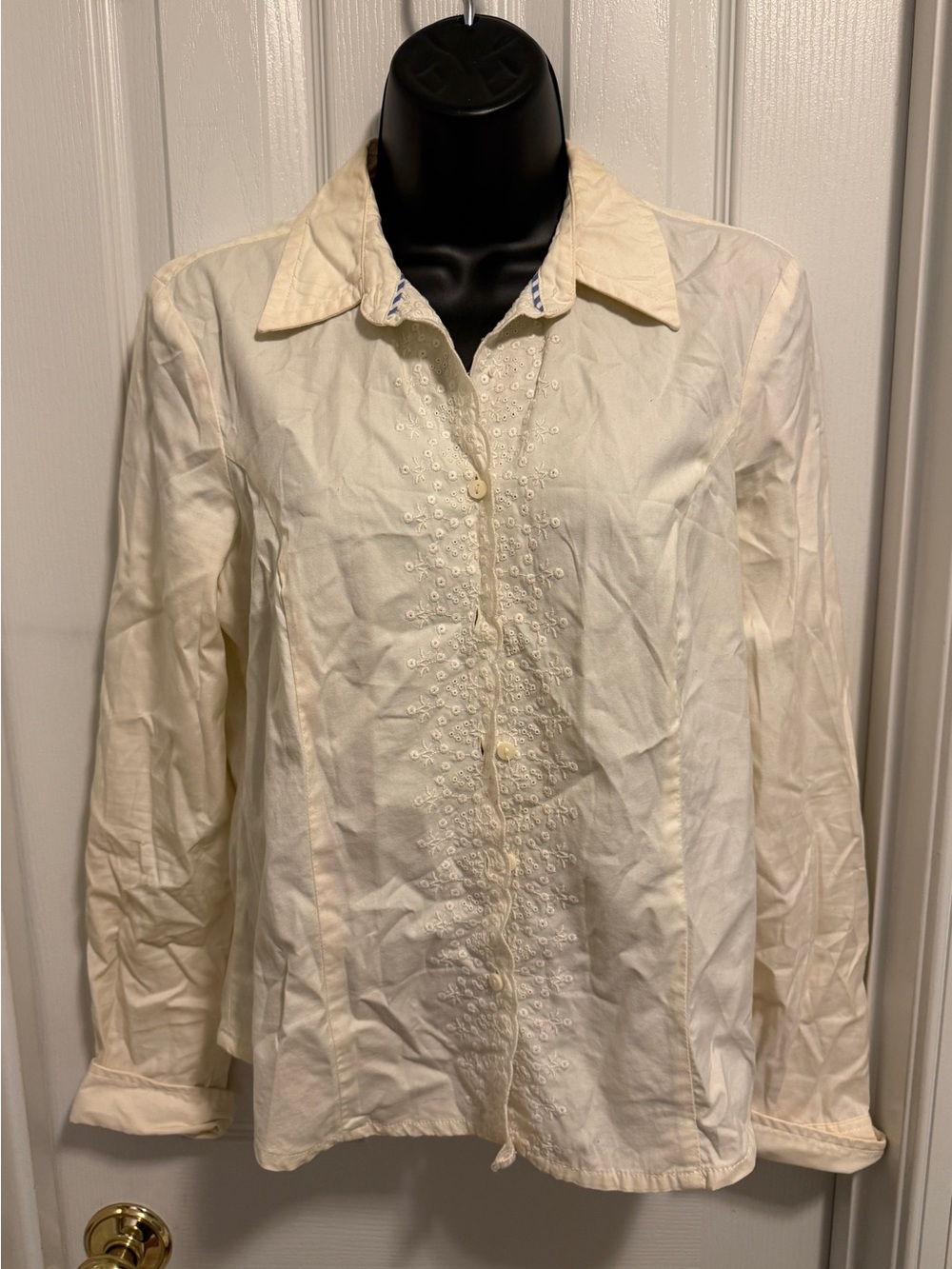 Tommy Hilfiger Cream Embroidered Button-Up Shirt